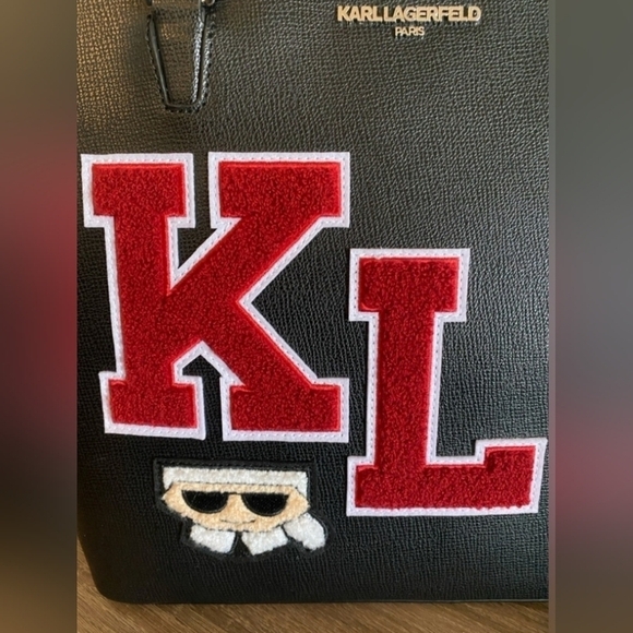Karl Lagerfeld varsity patch XL zip tote NWT - Picture 6 of 6